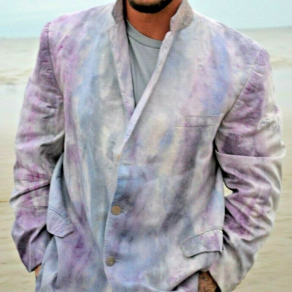 Hickey pink purple blue blazer suit XL large dyed gray white grey pink purple